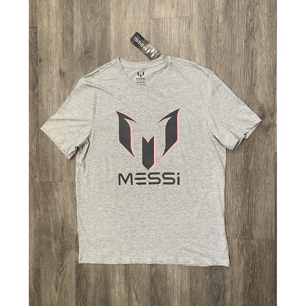 Lionel Messi Collection Soccer T-Shirt Men's‎ Size XL Grey Pink Logo Football